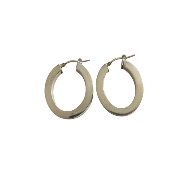 Jewelry - Sterling Silver Hoop Earrings Italian Made Oval 7.05 gm